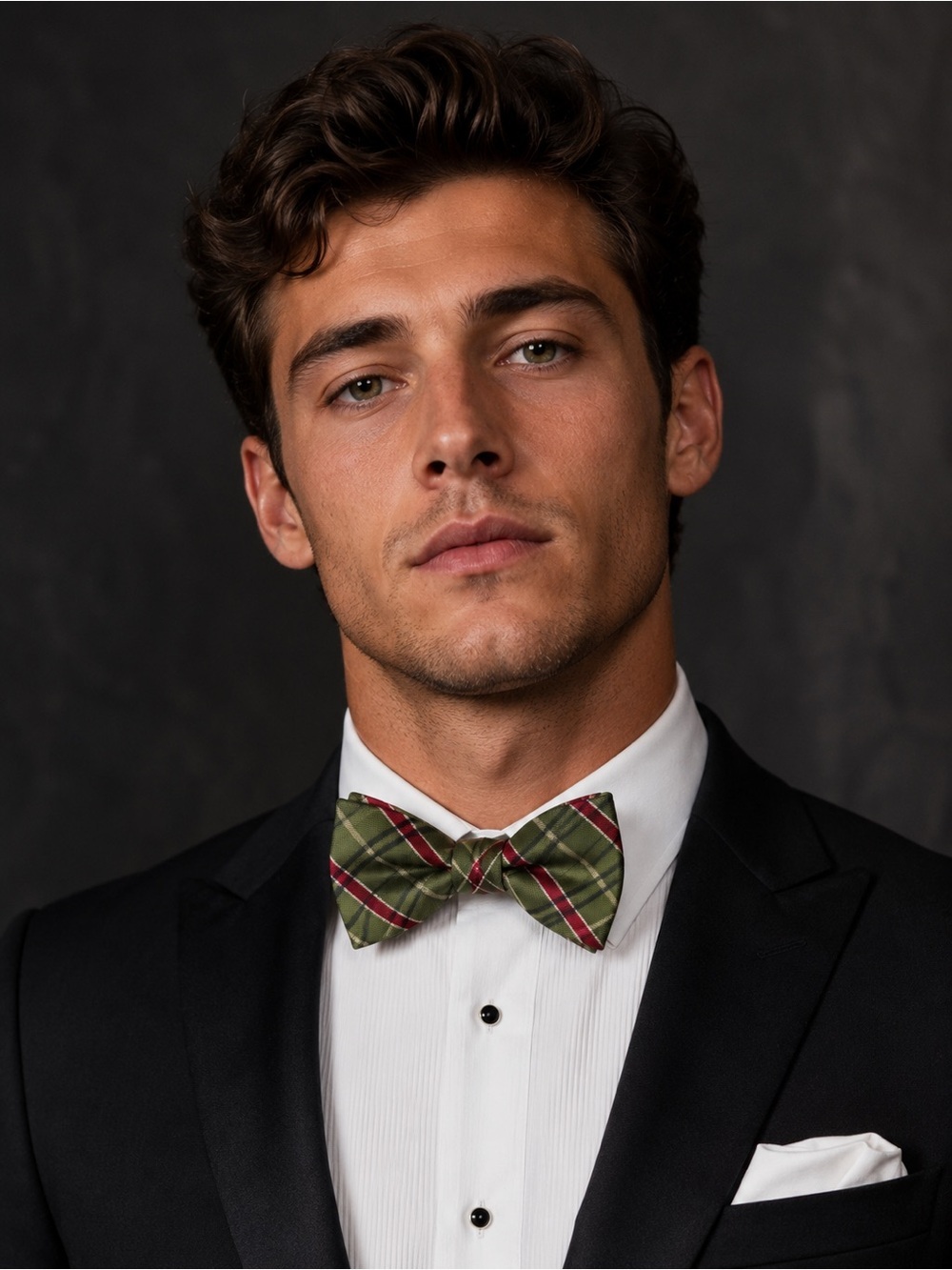 Brooks Brothers Green Plaid Self-Tie Bow Tie Adjustable Classic Preppy Formal